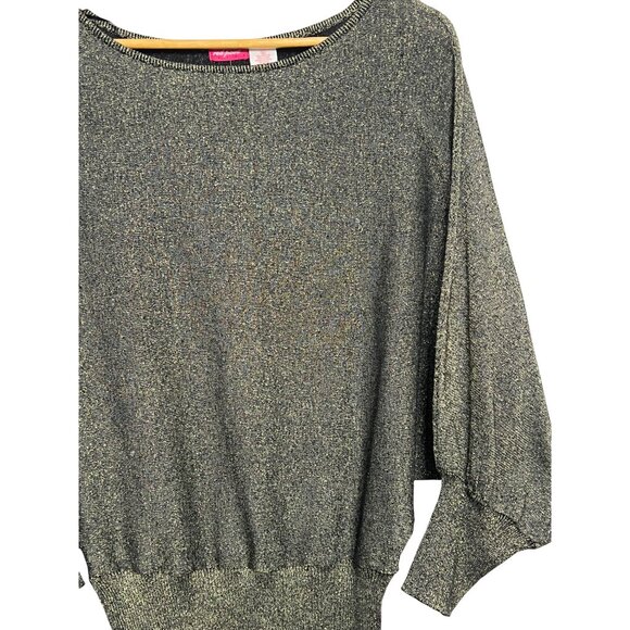 Red Paint Women Metallic Gold Gray Large Knit Sweater Cotton & Lurex Sparkly - Picture 3 of 16